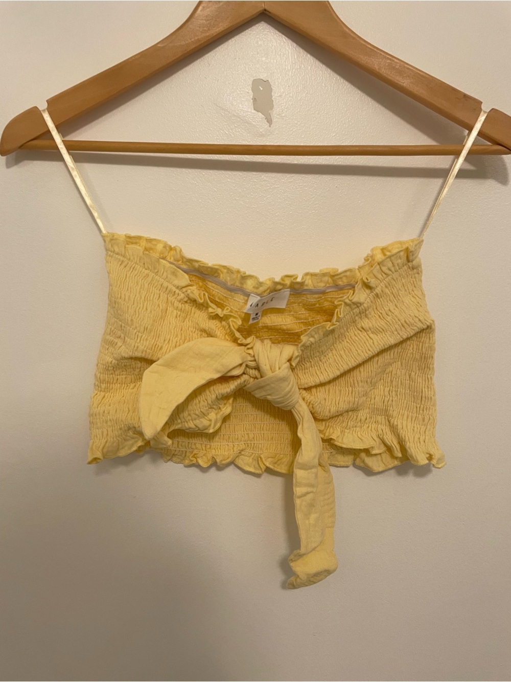Yellow Smocked Tie-Front Tube Top
